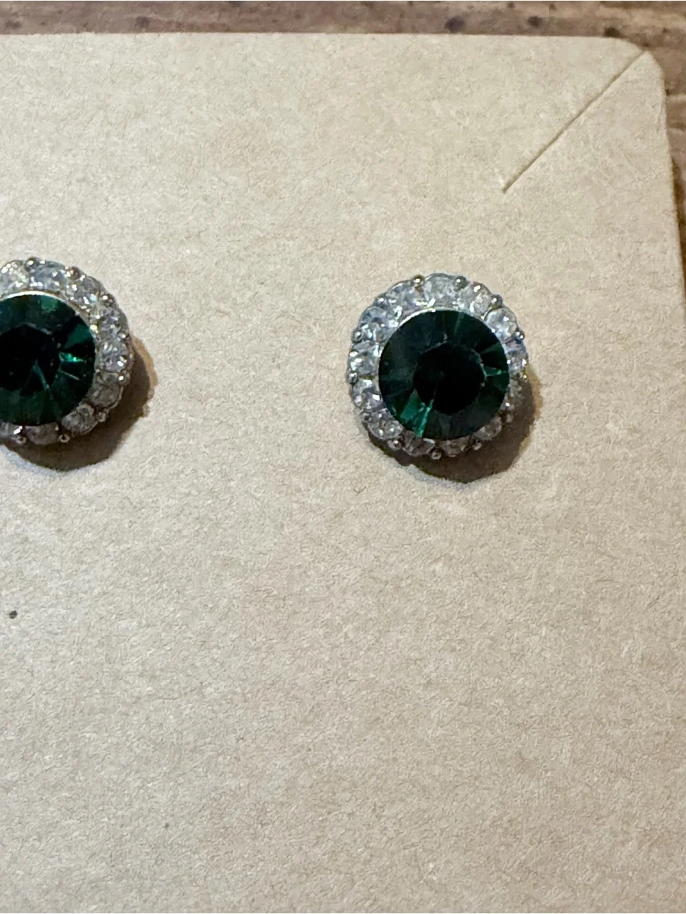 Emerald Green Crystal Halo Stud Earrings - Women Jewelry
